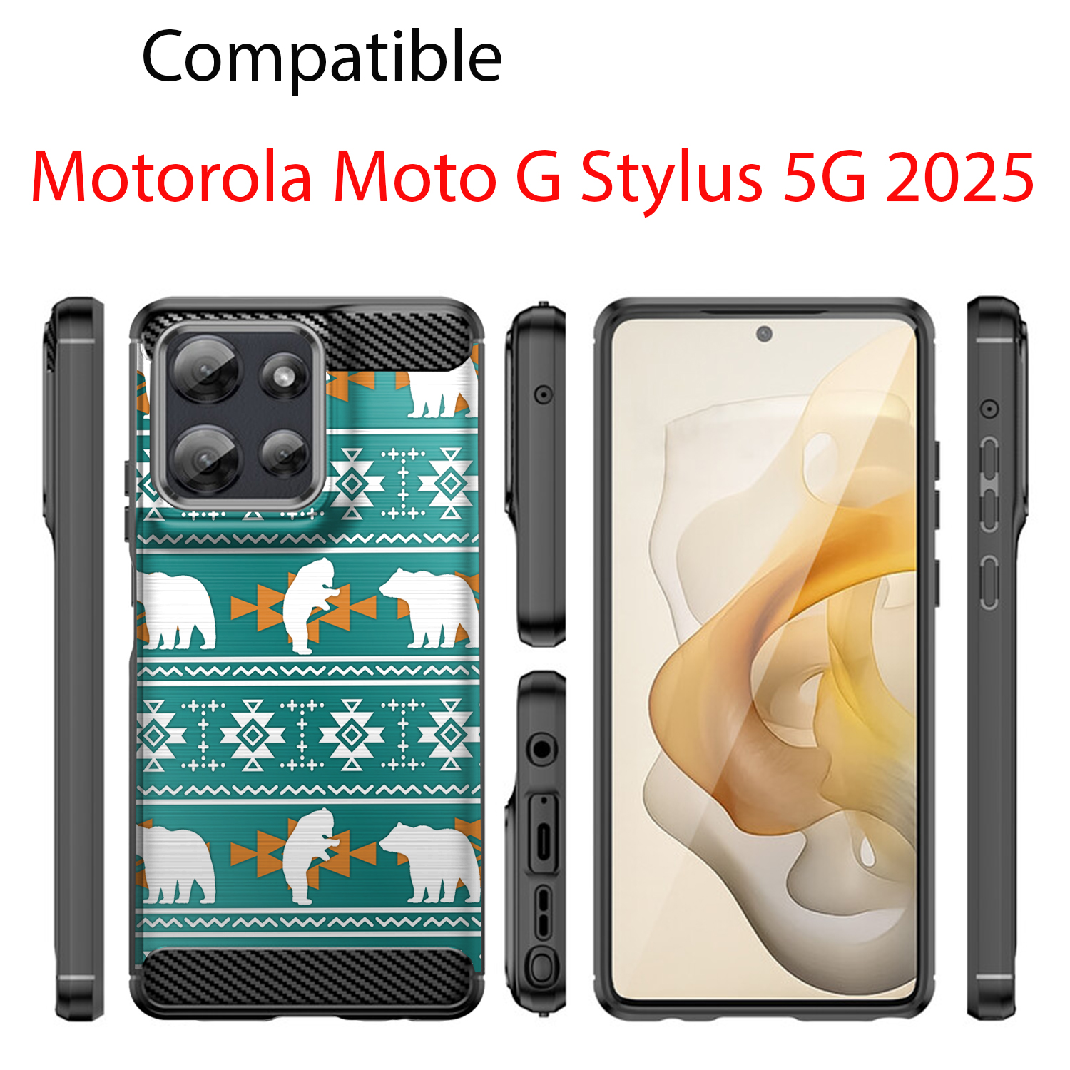 Case For Moto G Stylus 2025 | Flex TPU | Tribal Design Slim Flexible Black Case - Picture 19 of 41