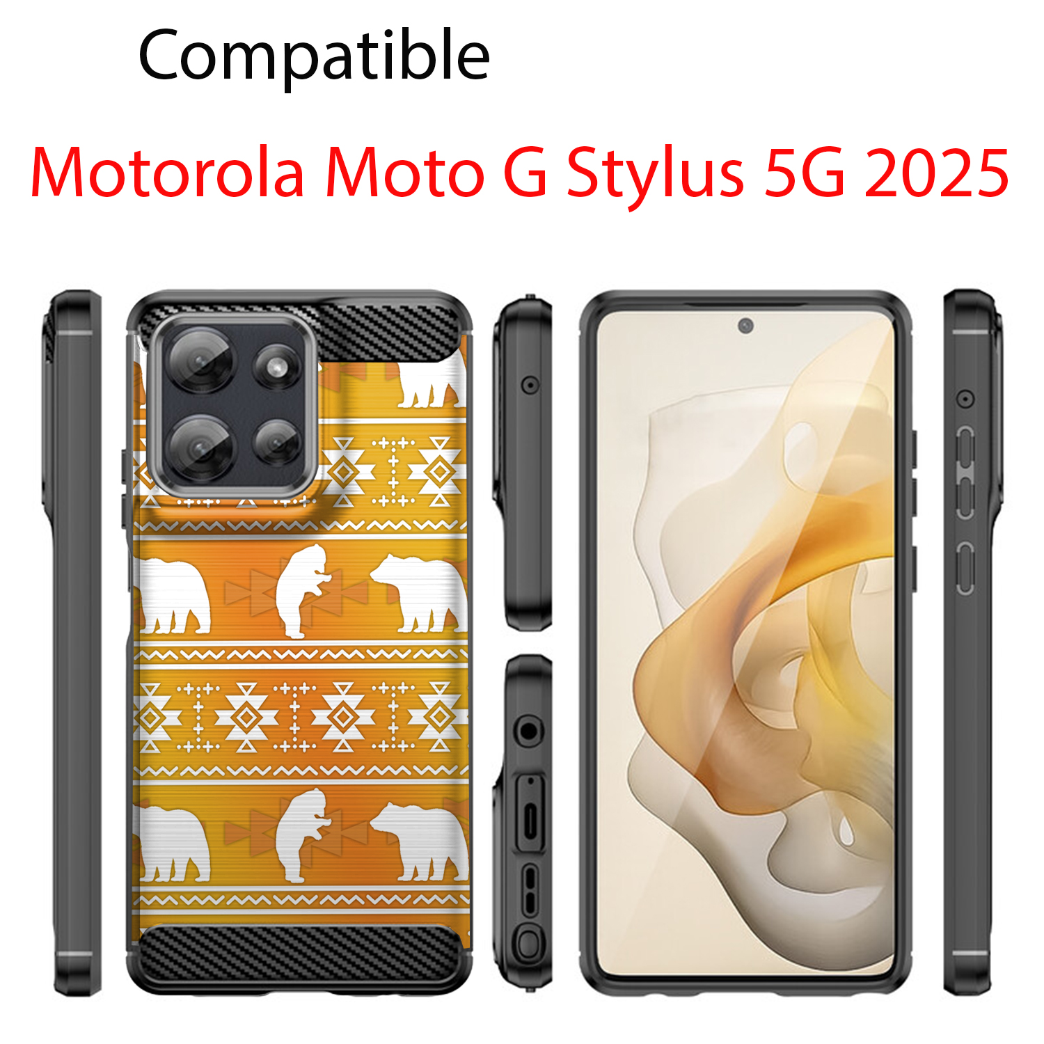 Case For Moto G Stylus 2025 | Flex TPU | Tribal Design Slim Flexible Black Case - Picture 23 of 41