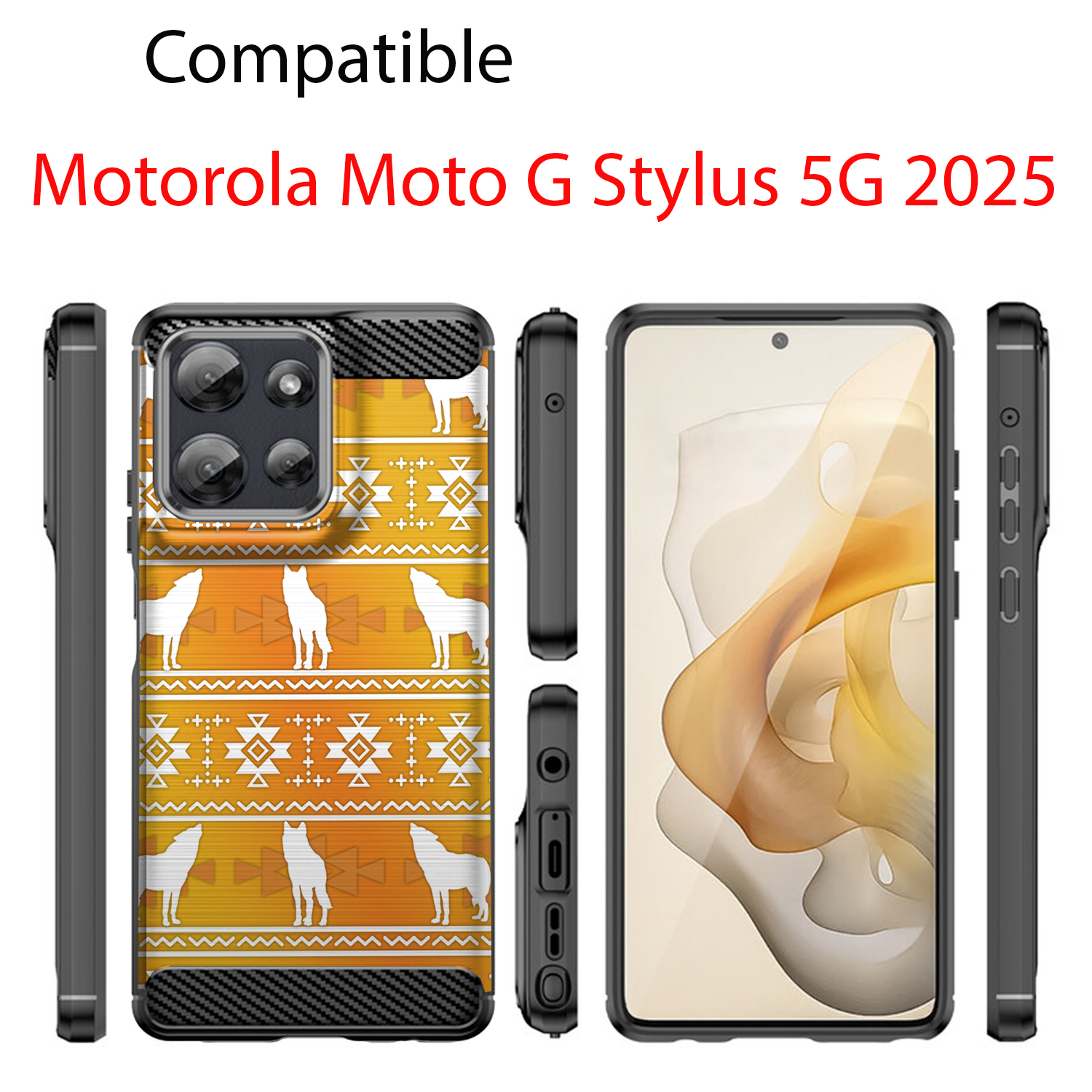 Case For Moto G Stylus 2025 | Flex TPU | Tribal Design Slim Flexible Black Case - Picture 31 of 41