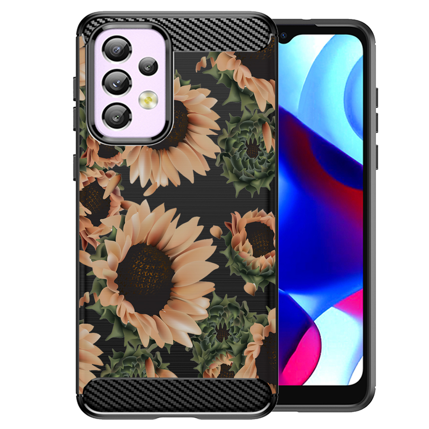 Case For [Samsung Galaxy A33 5G][FLEX TPU SET16] Black Slim Floral Design