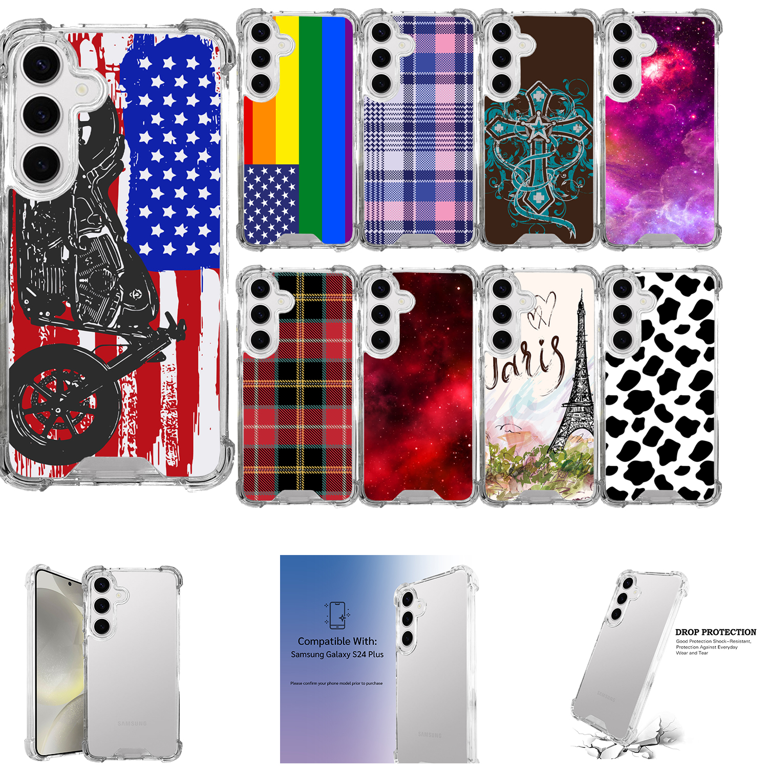 For [Samsung A54 5G][CRYSTAL CLEAR Fiber SET12] Slim Shock Combat Case